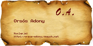Orsós Adony névjegykártya